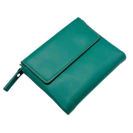 MODA & ACCESORII - Portofel damă compact LUNA compartimentat - verde - 13 cm