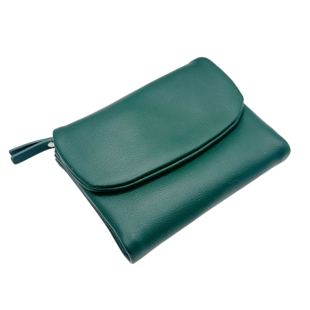 MODA & ACCESORII - Portofel damă compact LUNA compartimentat - verde - 13 cm