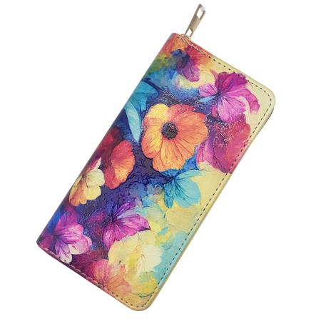 DE VARA - Portofel de damă cu design floral vibrant - stil vintage modern