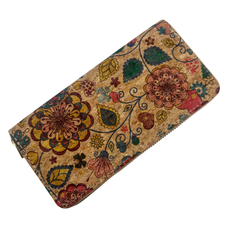 Portofele Dama - Portofel dama Vintage FLOWER cu flori, Din pluta