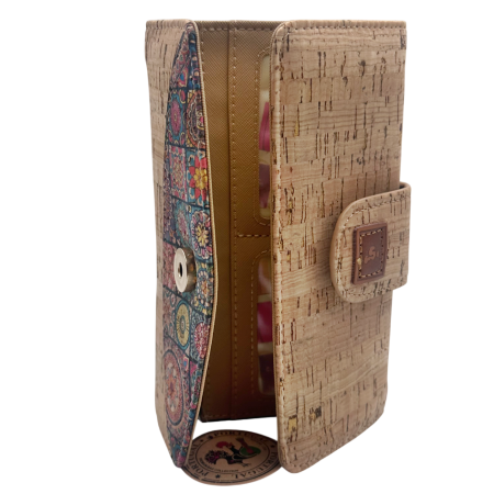Portofel damă din plută naturală MELINA cu capsa - model oriental [2]