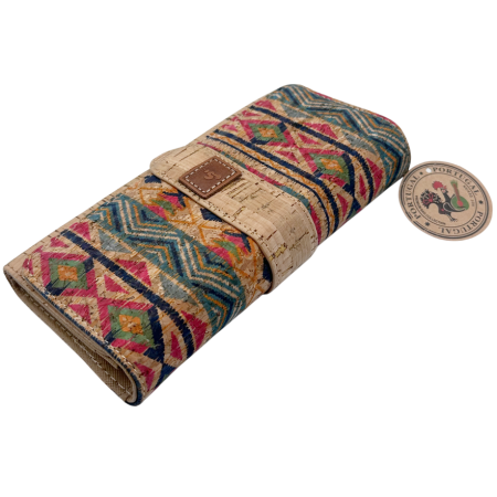 Portofel damă din plută naturală - model etnic geometric [1]