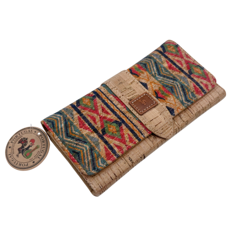 Portofele Dama - Portofel damă din plută naturală - model etnic geometric