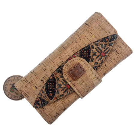 Portofel damă din plută naturală MELINA cu capsa - model oriental [1]