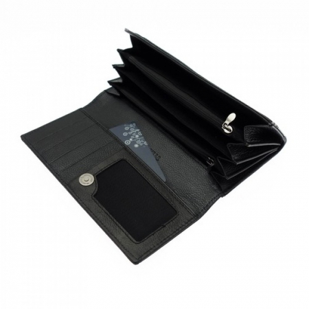 Portofel piele lacuita LAUREL, Negru, 19cm [2]