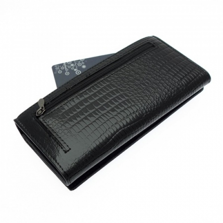 Portofel piele lacuita LAUREL, Negru, 19cm [1]