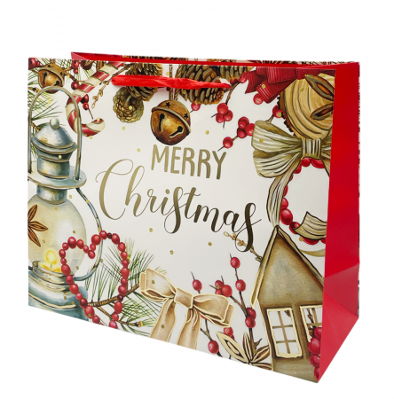 CRACIUN MAGIC - Punga cadou Craciun MERRY XMAS, 31x25cm
