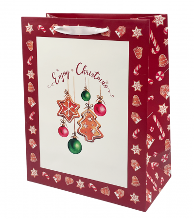 FELICITARI, CUTII SI PUNGI DE CADOU - Punga cadou Craciun ENJOY CHRISTMAS, 26x32cm