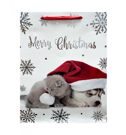 CRACIUN MAGIC - Punga cadou Craciun FRIENDS JOY, 26x32cm