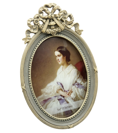 Ramă foto ovală vintage crem-gri 13x18 cm – model elegant [1]