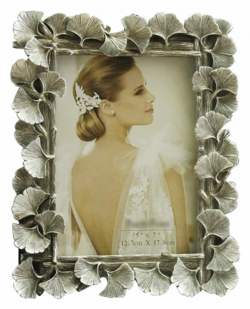 Rame & Albume Foto - Rama foto argintie cu frunze decorative GINKO, 13x18 cm