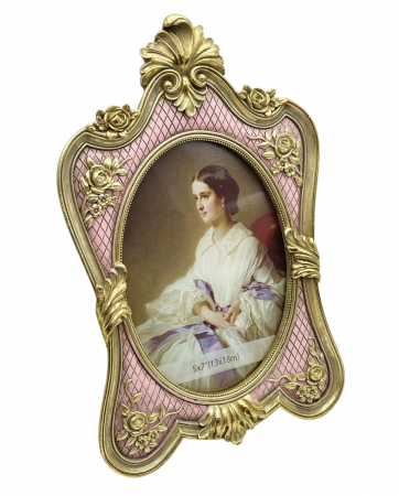 Ramă foto shabby chic roz-auriu 10x15 cm [1]