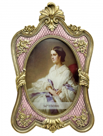 Rame & Albume Foto - Ramă foto shabby chic roz-auriu 10x15 cm