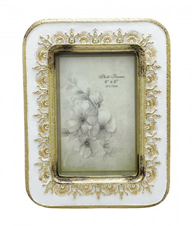 HOME & DECO - Rama foto 10x15cm, WILMA, Alb/ Auriu