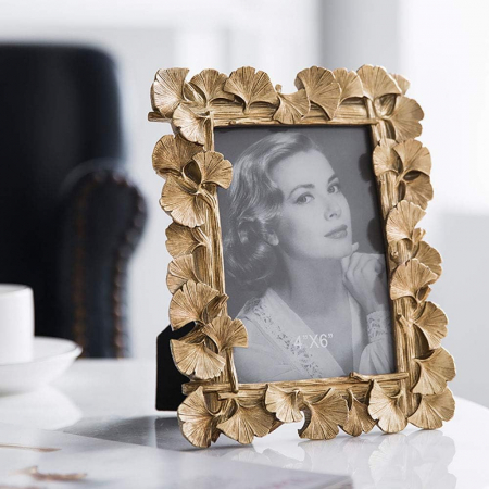 Rama foto aurie cu frunze decorative GINKO, 10x15 cm [1]
