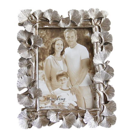 Rame & Albume Foto - Rama foto argintie cu frunze decorative GINKO, 10x15 cm