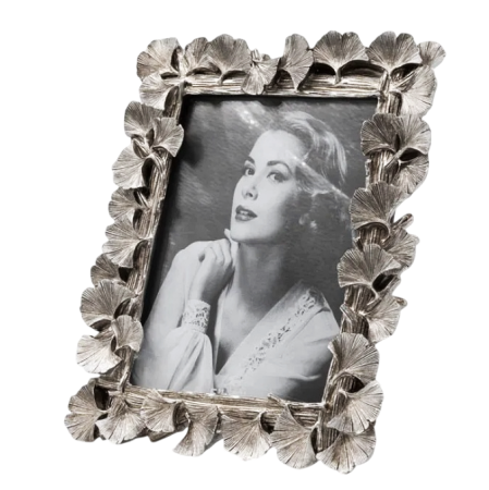 Rama foto argintie cu frunze decorative GINKO, 10x15 cm [2]