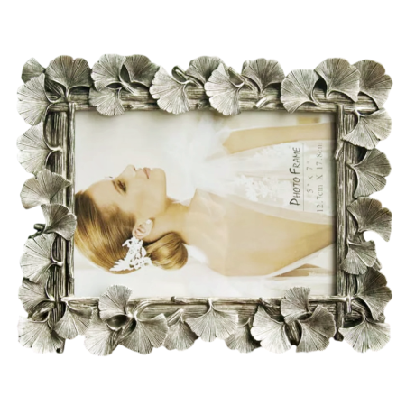Rama foto argintie cu frunze decorative GINKO, 13x18 cm [1]