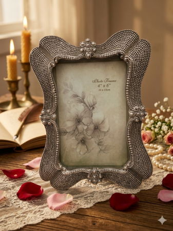 Ramă foto glam argintie cu finisaj sofisticat [3]