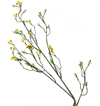 Flori Artificiale - Ramura cu bobite colorate SWEET, Galben, 85cm