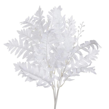 GLOBURI & FLORI DE BRAD - Buchet frunze artificiale BLANCA, Alb, 45cm