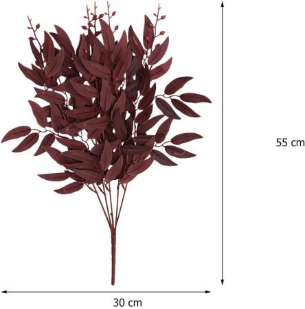 Ramura cu frunze artificiale LAURUS, Burgundy, 80cm [2]