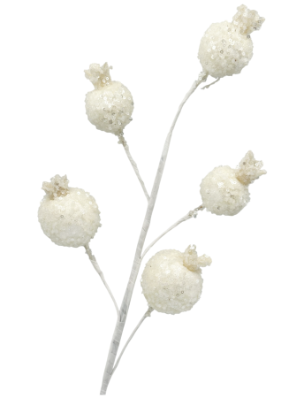 Ramură albă cu rodii din paiete [1]