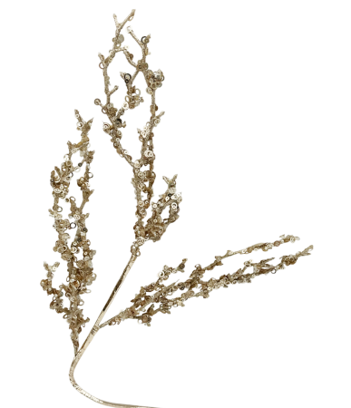 Colectia Sampanie & Crem & Ivoire - Ramură decorativă sampanie cu sclipici si paiete
