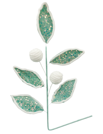 Colectia Dulce De Craciun - Ramură decorativă verde mentă cu paiete