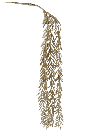 Colectia Auriu & Maro & Aramiu - Ramură decorativă aurie cu sclipici - ornament elegant pentru aranjamente de Crăciun