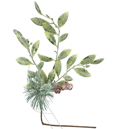 CRENGUTE & PICK-URI - Ramura decorativa cu frunze si bobite inzapezite FREEZY, 60cm