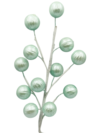 Ramură decorativă cu globuri verde-menta miniaturale [1]