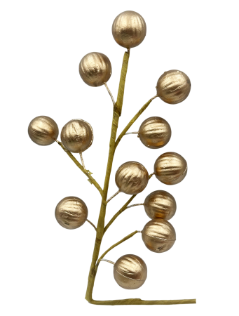 Colectia Auriu & Maro & Aramiu - Ramură decorativă cu globuri aurii miniaturale JOY