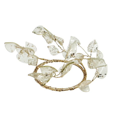 Coro­niță decorativă cu frunze aurii cristaline GLAM - decor de Crăciun elegant [1]