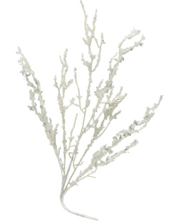 Colectia Alb & Argintiu - Ramură decorativă albă cu sclipici si paiete FROSTINE