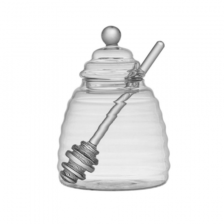 Depozitare Alimente & Condimente - Recipient din sticla pentru miere, Honey, Cu picurator
