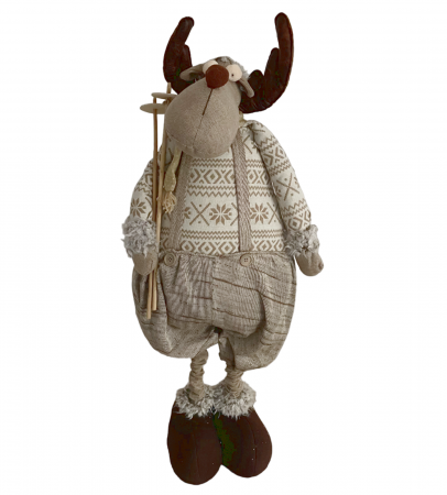 FIGURINE & PLUSURI - Figurina Craciun Ren BLITZEN, 20x85cm, Picioare extensibile