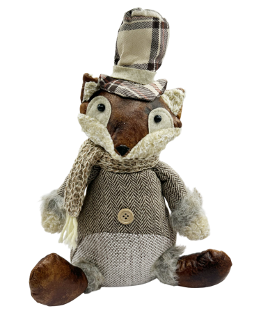 CRACIUN MAGIC - Vulpe decorativa cu joben si fular FOXY, 12x30cm