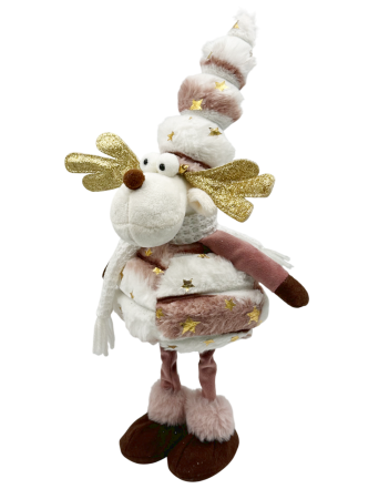 Ren decorativ roz pudrat cu accente aurii și căciulă înaltă [1]