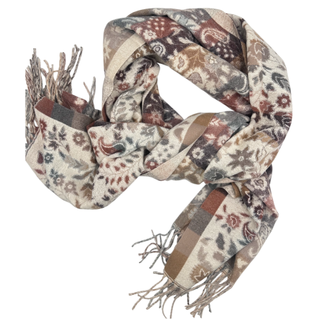 Saluri & Fulare - Esarfa reversibila VINTAGE BLOOM – Sal jaquard Bej