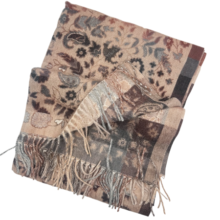Sal jaquard VINTAGE BLOOM – Esarfa reversibila Bej sampanie [1]