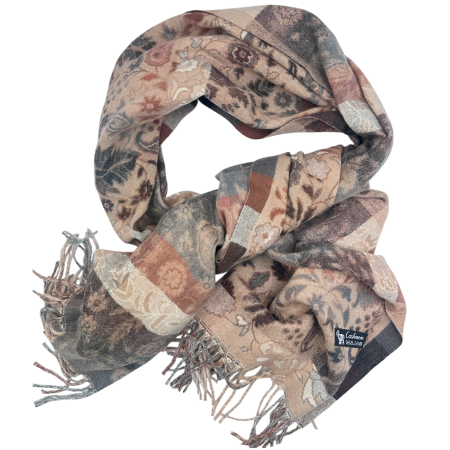 Saluri & Fulare - Sal jaquard VINTAGE BLOOM – Esarfa reversibila Bej sampanie