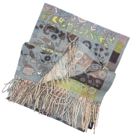 Sal jaquard VINTAGE BLOOM – Esarfa reversibila bleu [1]