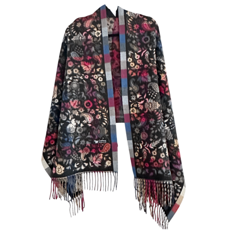 Sal jaquard VINTAGE BLOOM – Esarfa reversibila Bleumarin [2]
