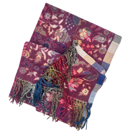 Sal jaquard VINTAGE BLOOM – Esarfa reversibila burgundy [1]