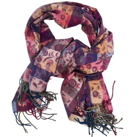 Saluri & Fulare - Sal jaquard VINTAGE BLOOM – Esarfa reversibila burgundy