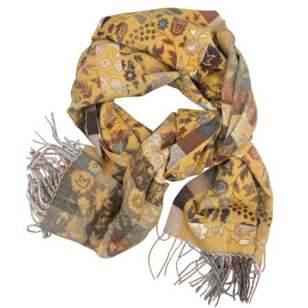 Saluri & Fulare - Sal jaquard VINTAGE BLOOM – Esarfa reversibila  galben