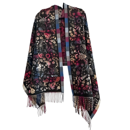 Saluri & Fulare - Sal jaquard VINTAGE BLOOM – Esarfa reversibila neagra