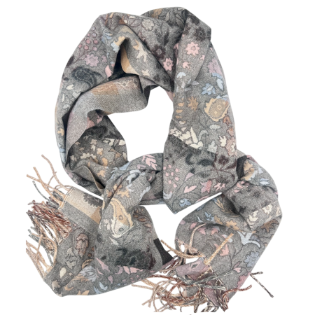 Saluri & Fulare - Esarfa reversibila VINTAGE BLOOM – Sal jaquard Gri