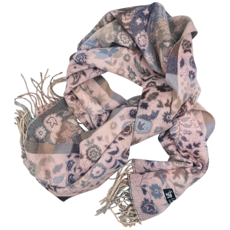 Esarfa reversibila VINTAGE BLOOM – Sal jaquard Roz prafuit [1]